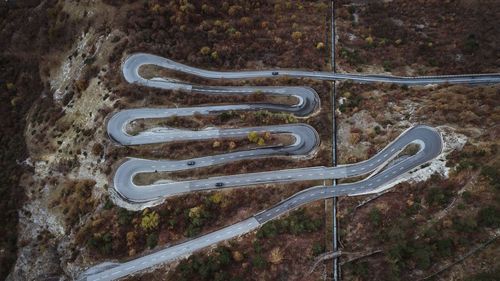 High angle view of cars on road