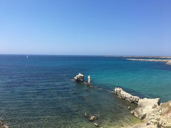 Scenic view of sea against clear sky