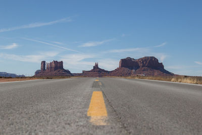 Surface level of road against sky