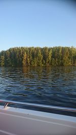 Scenic view of lake against clear sky