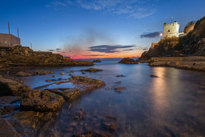 Scenic view of sea during sunset