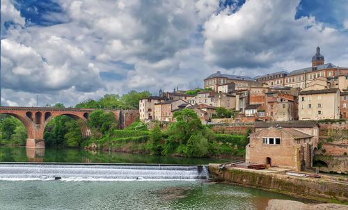 Cityscape of albi town from tarn river, france