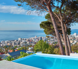 High angle view of sea against sky