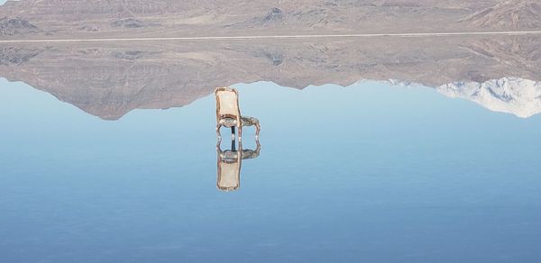 High angle view of lake against sky