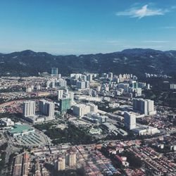 High angle view of cityscape against sky