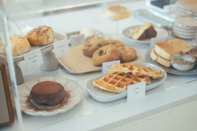 High angle view of food on table