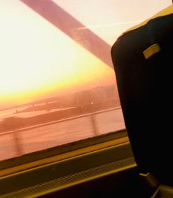 View of through airplane window