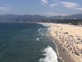 High angle view of beach against sky