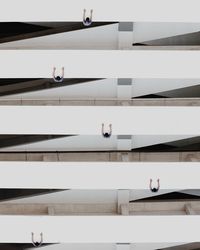 Multiple image of man standing in balcony