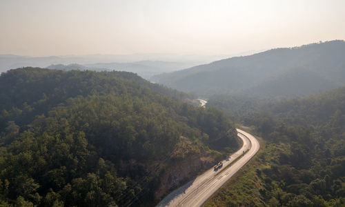 High angle view of mountain road against sky