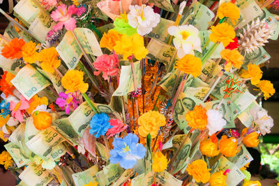 Full frame shot of multi colored flowers for sale