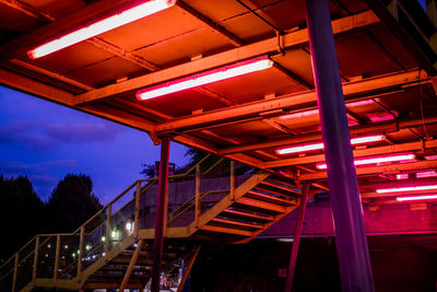 Low angle view of illuminated built structure