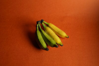 High angle view of bananas on table