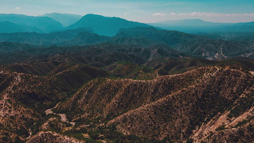 High angle view of mountain range