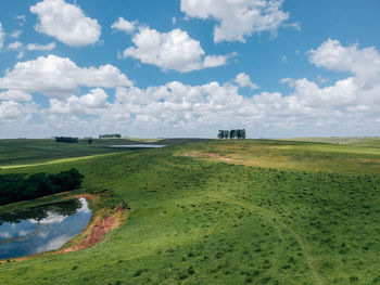 Scenic view of land against sky