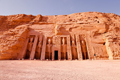 Low angle view of old ruins against clear sky