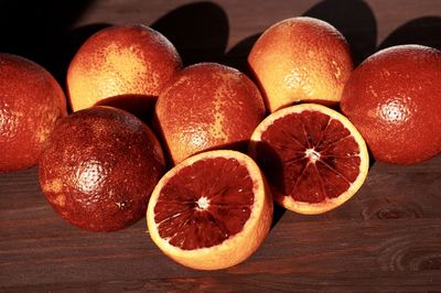 High angle view of oranges on table