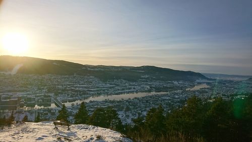 Scenic view of landscape against sky during sunset