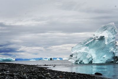 Scenic view of sea against sky during winter