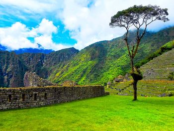 View of historical site against cloudy sky