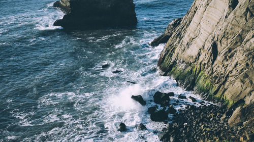 High angle view of sea waves