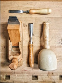 Close-up of wooden tools