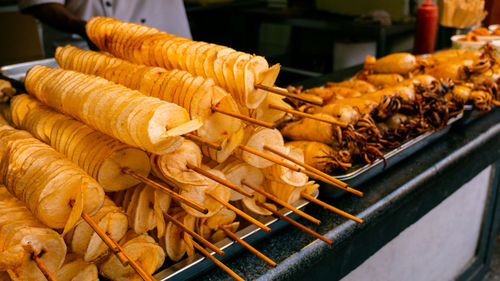 Close-up of snacks for sale in store