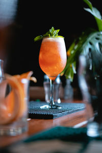 Close-up of drink on table in restaurant