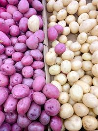 Full frame shot of raw potatoes for sale at market stall