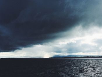 Scenic view of sea against cloudy sky