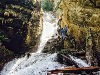 Scenic view of waterfall