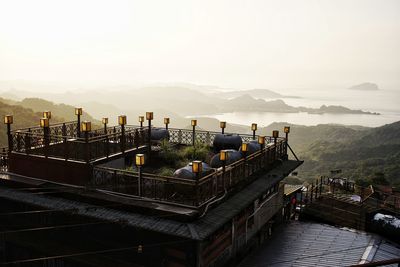 High angle view of buildings in city