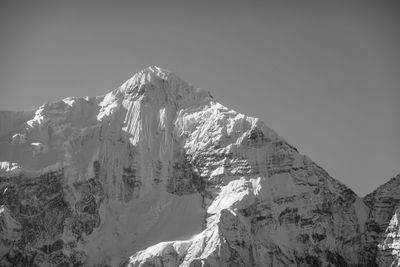 Aerial view of snowcapped mountain against sky