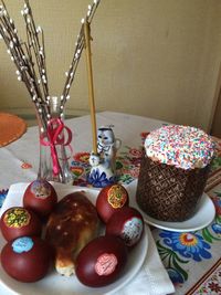 Close-up of cupcakes on table