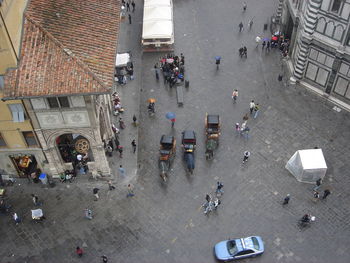 Woman walking on city street