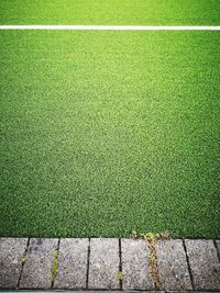 High angle view of soccer field