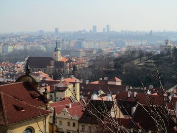 Cityscape against clear sky