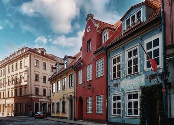 Low angle view of residential buildings against sky
