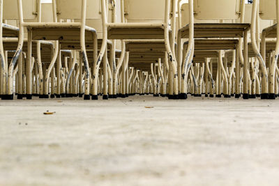 Metal chairs on floor