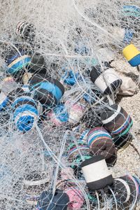 High angle view of fishing net