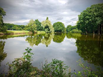 Scenic view of lake against sky