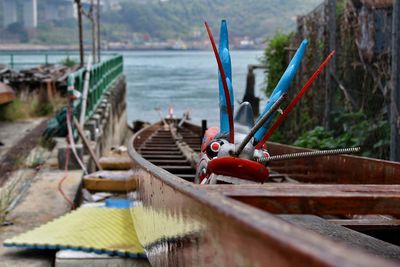 Close-up of rope on wood