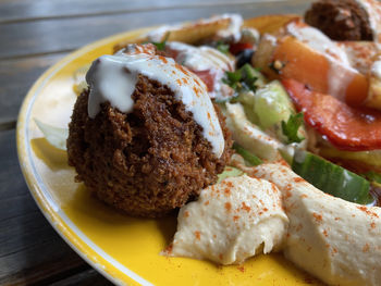 Close-up of food served in plate