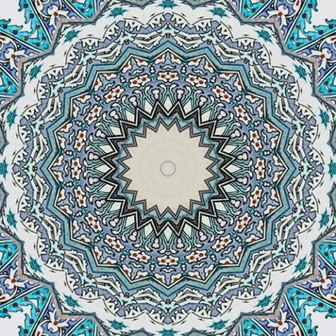 pattern, design, art and craft, blue, creativity, indoors, art, low angle view, architecture, built structure, floral pattern, multi colored, circle, full frame, ceiling, geometric shape, wall - building feature, ornate, no people, backgrounds