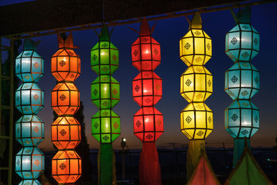 Close-up of illuminated lantern hanging at night