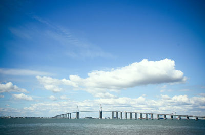 Bridge over sea against sky