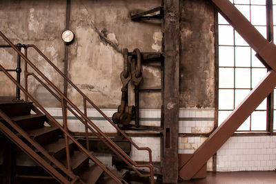 Empty steps in old factory