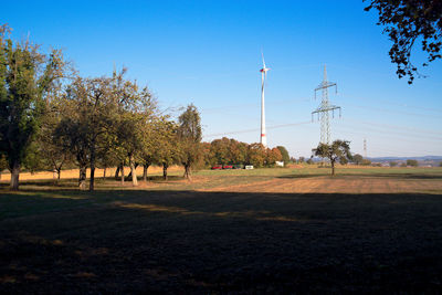 Trees on field against sky