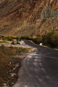 Road leading towards mountains