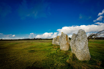 The alignment of lagatjar is an interesting alignment of menhir, near camaret sur mer mer, brittany